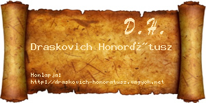 Draskovich Honorátusz névjegykártya